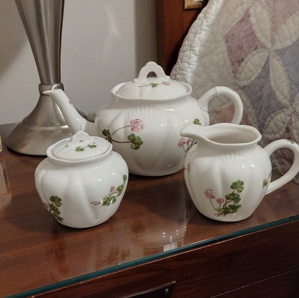 White Tea Set with Floral Design